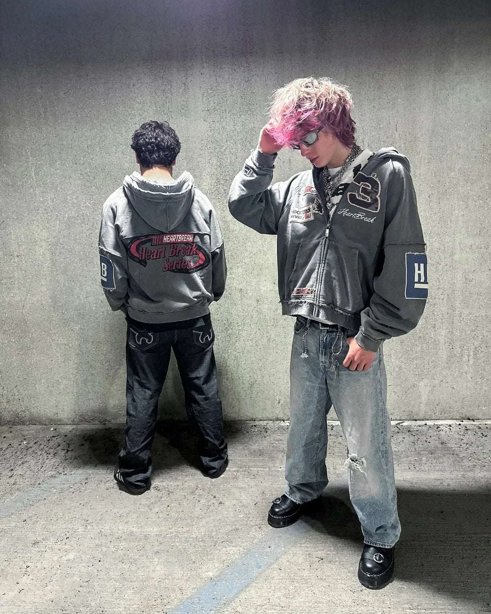 Y2K Zip Up Hoodie Oversized Pattern Letter Patchwork New Sweatshirt Hoodie Men and Women Gothic Long Sleeved Hoodies Streetwear