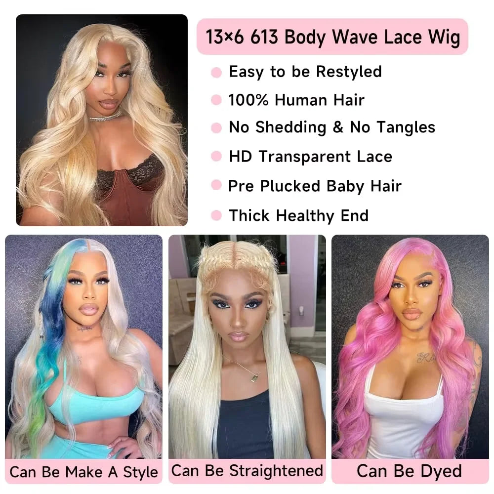 28 Zoll 613 Honigblond Body Wave Lace Frontal Perücke 13x6 Brasilianische Remy HD Lace Perücke 13x4 Lace Front Echthaar Perücken für Frauen