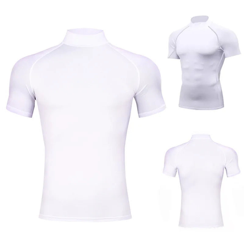 1pcs Men T-Shirts Running Shirt Boys Basketball Shirts Men's Jersey Sportswear Mens Jogging Quick Dry Mock Neck Fitness Tops