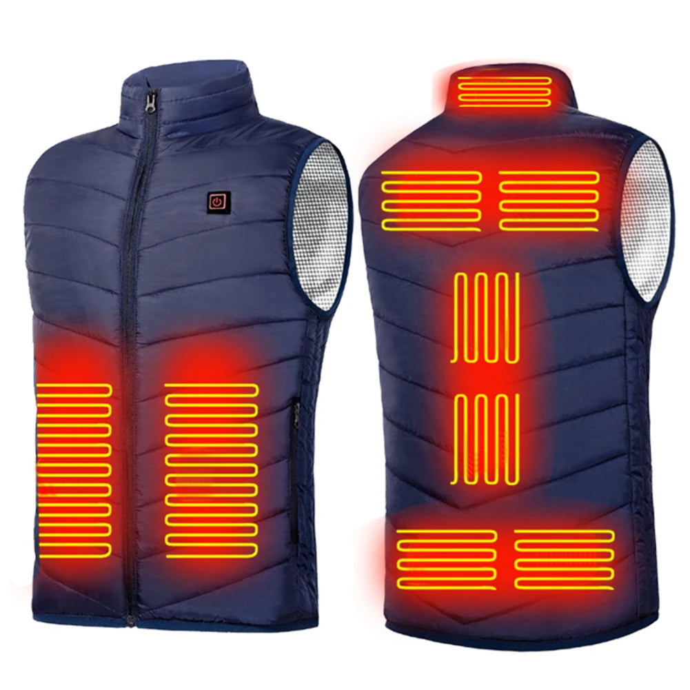 9 Heated Vest Zones Electric Heated Jackets Men Women Sportswear Heated Coat Windproof Heat Coat USB Heating Jacket For Camping
