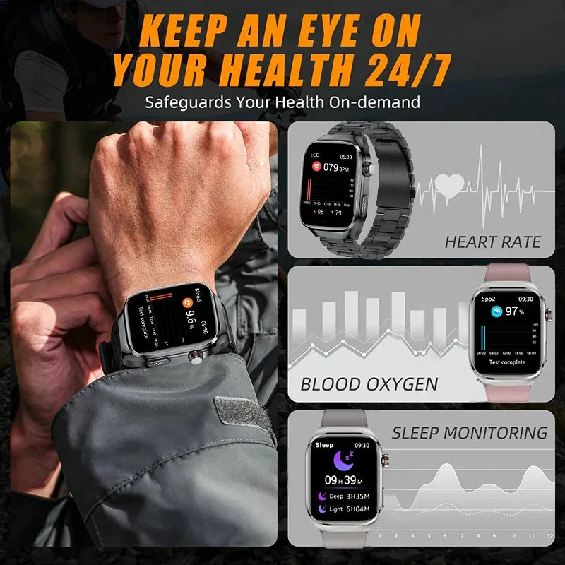 2025 New ECG+PPG Accurate Measure Heart Rate Smart Watch Men Blood Pressure Lipids Uric Acid Bluetooth Call Health Smartwatches