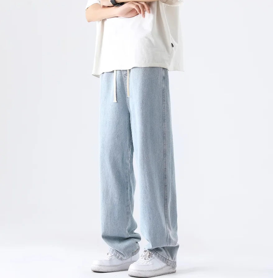 M-5XL Teenage Jeans Appear Slim and Loose Fitting Casual and Versatile Sportswear Pants Straight Leg Trendy Jeans