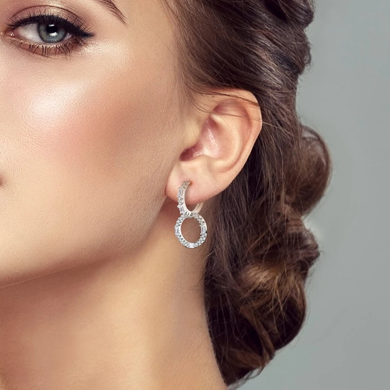 2024 neue Sterling Silber S925 Zirkon Runde Hoop Persönlichkeit Anti-Lnset Ohrringe Einfache Feine Schmuck Für Frauen Mädchen Party Geschenke