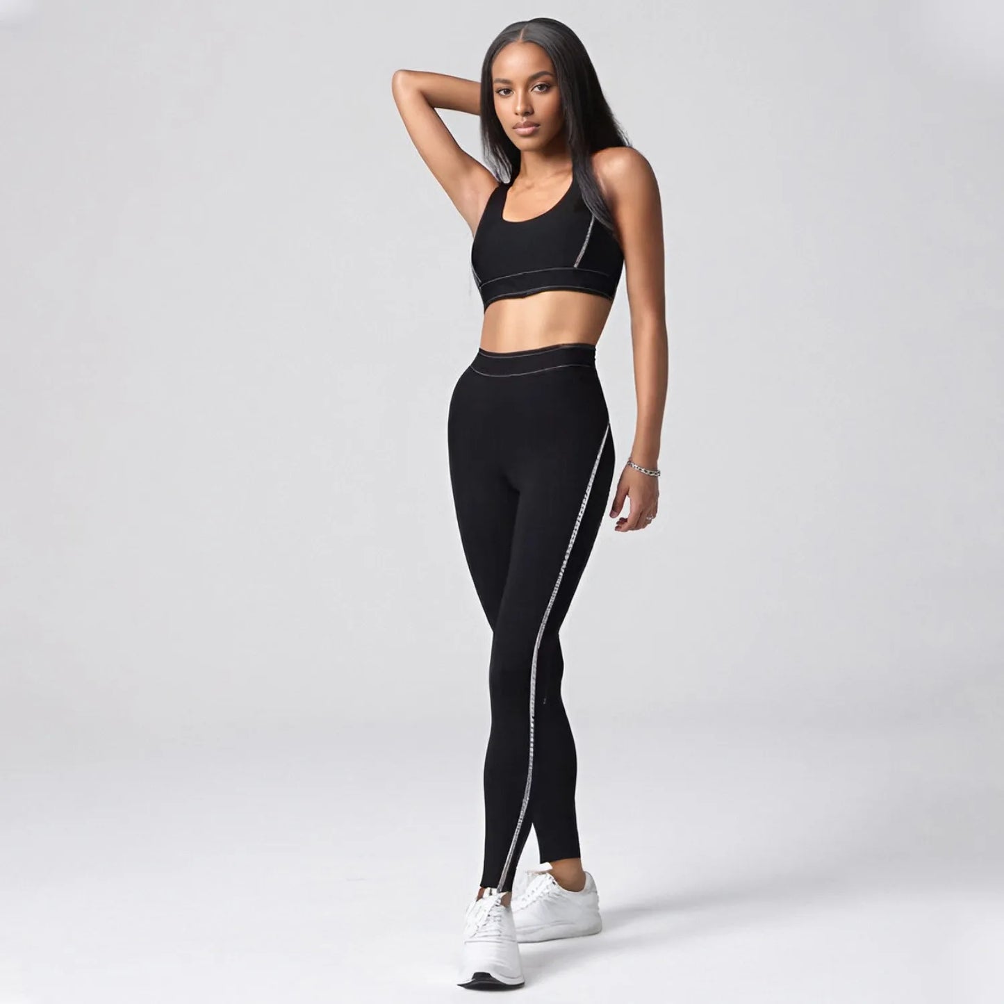 Y9001-1Damen Gym Zweiteiler Yoga BH Unterwäsche Enge Trainingshose Unterhose Fitnessbekleidung Fitnesshosen Set Übung