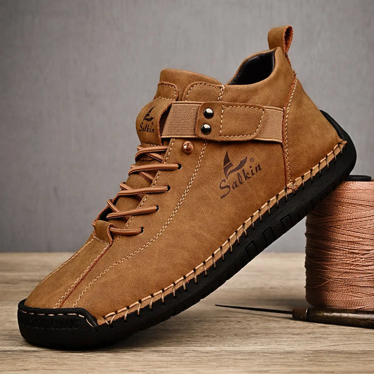 Neu 2024 handgemachte Leder Casual Männer Schuhe Design Turnschuhe Mann Atmungsaktives Leder Schuhe Männer