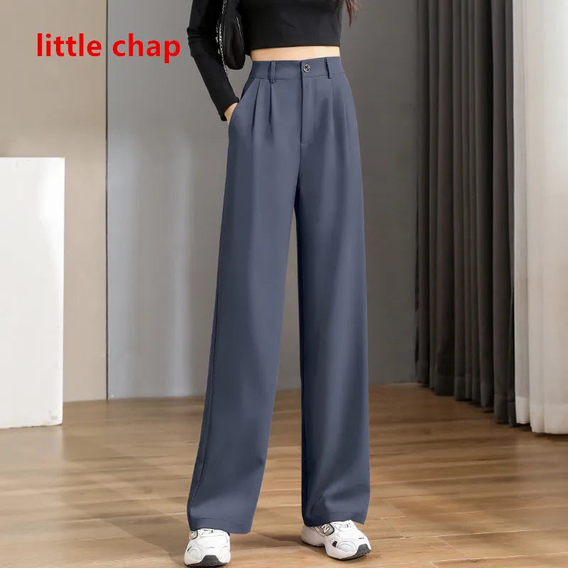 Damen Lose Frühling Sommer 2025 Neue Hohe Taille Breite Beine Dünne Beiläufige Hosen Koreanische Mode Trend Weibliche Anzug Gerade Hosen