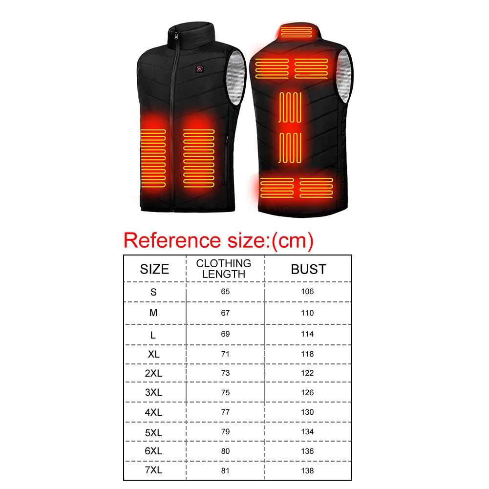 9 Heated Vest Zones Electric Heated Jackets Men Women Sportswear Heated Coat Windproof Heat Coat USB Heating Jacket For Camping