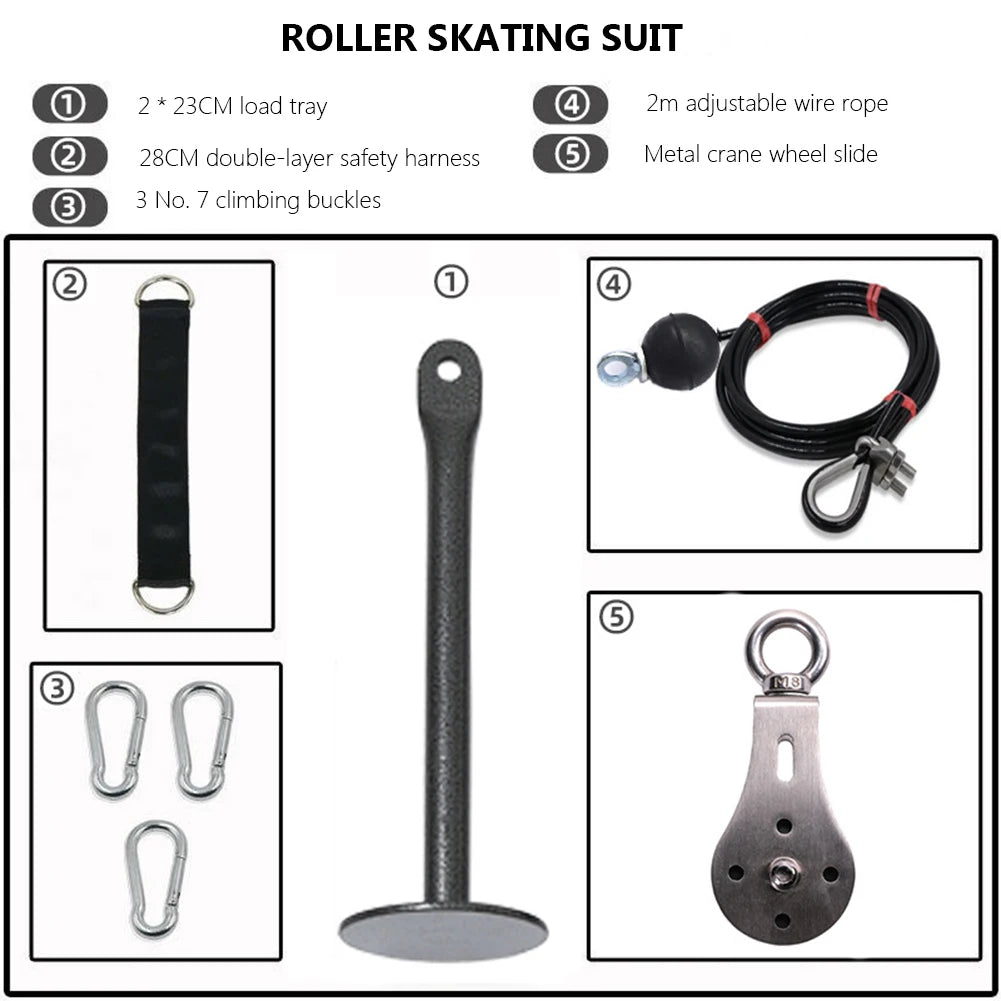 DIY Steel Wire Rope Roller Slide Suit Rotatable Weight Training Device Mute Adjustable Length Convenient Gym Sport Accessories
