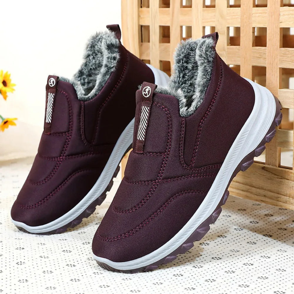 Damen Schneestiefel mit Fellfutter, warme Winterstiefel, rutschfeste Stiefeletten, leichte Wanderschuhe für draußen