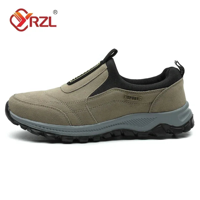 YRZL Outdoor-Wanderschuhe Herren Sneakers Slip-on Casual Herrenschuhe Atmungsaktive Wildlederschuhe Rutschfeste Wanderschuhe