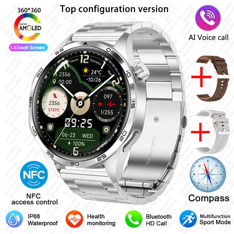 GT5 PRO Smart Watch Men Watch 5 Pro AMOLED HD Screen Bluetooth Call GPS Trajectory NFC Heart Rate Compass SmartWatches 2025 New