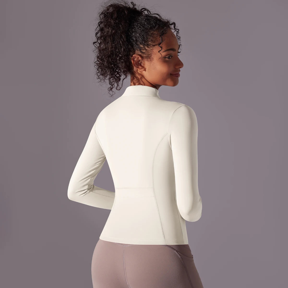 Gym Women's Full Zip Yoga Top With Thumbholes Fitness Running Jacket Stretch Fit Long Sleeve Round Neck Top Sportswear Workout
