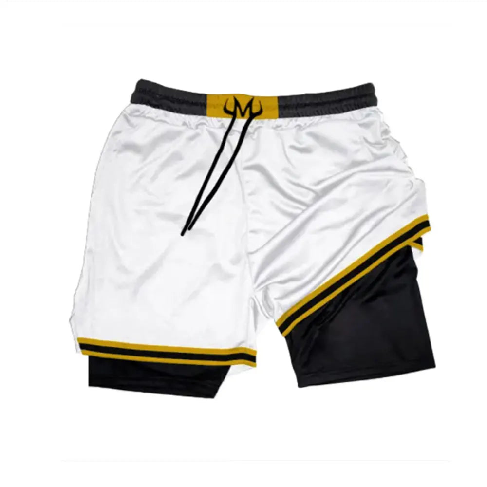 Men's 2 in 1 Running Shorts Male Workout Anime Shorts Training Yoga Gym Sportswear Pants Sport Short Pants with Pockets