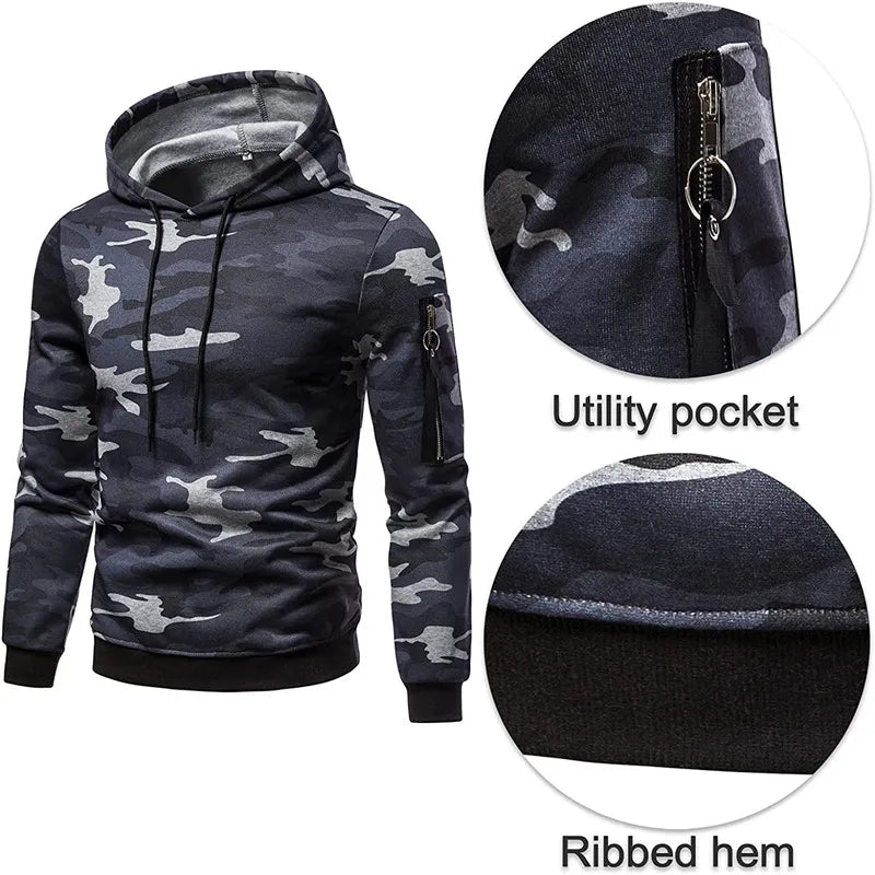 Men's Sportswear Set Two-piece Casual Jogging Warm Breathable Fitness Sportswear Set Military Tactical Hoodie + Trousers