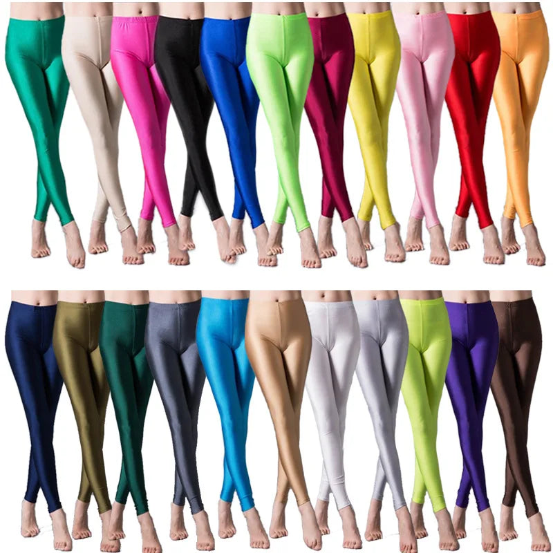 Hochelastische Skinny-Leggings, Bleistifthose, schlanke Hose in Übergröße, glänzende Yogahose für Frauen, sexy, hautfreundliche, enge Leggings