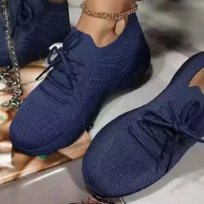 1 Paar Laufschuhe, bequeme Schnürschuhe, Plattform, Sport, lässig, Damenmode