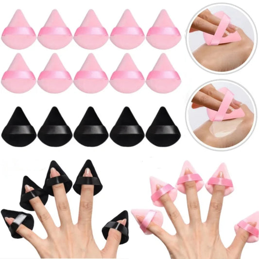 10–30 Stück Dreieck Mini Samt Puderquaste Foundation Gesicht Concealer Applikator Kosmetik Finger Schwamm Puff Schönheit Make-up-Tools