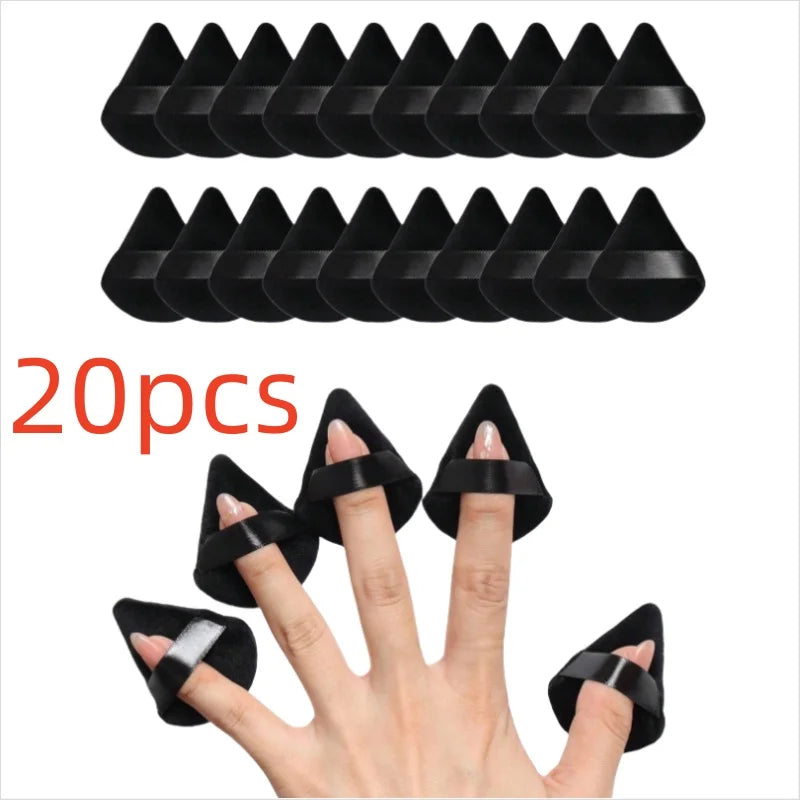 10–30 Stück Dreieck Mini Samt Puderquaste Foundation Gesicht Concealer Applikator Kosmetik Finger Schwamm Puff Schönheit Make-up-Tools