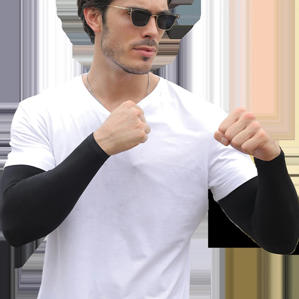 Anti-sunburn Sleeve Elastic Men Women Cool Muff Plus Size Outdoor Sports Sunscreen Cycling Sleeve Uv Blocking Sleeve Fingerless
