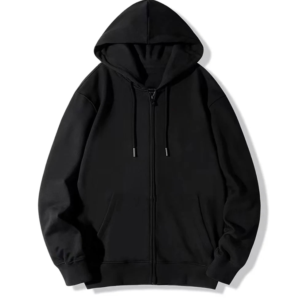 Zip Up Hoodies Herbst Kapuzen Sweatshirts Herren Hoodie Strickjacke Einfarbig Klassische Jacke Männer Mantel Männer Kleidung