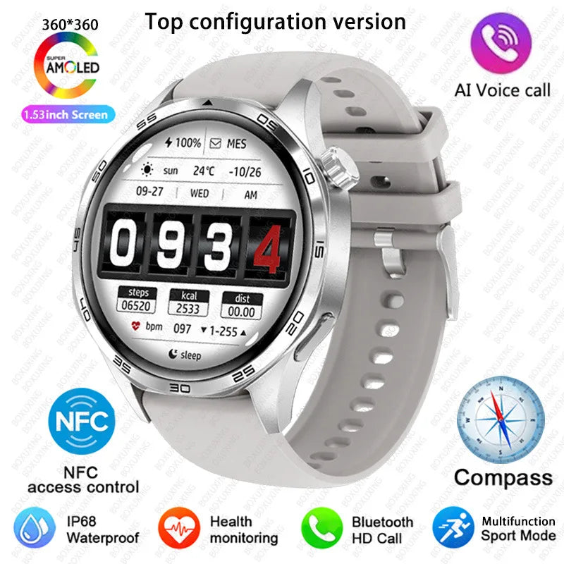 GT5 PRO Smart Watch Men Watch 5 Pro AMOLED HD Screen Bluetooth Call GPS Trajectory NFC Heart Rate Compass SmartWatches 2025 New