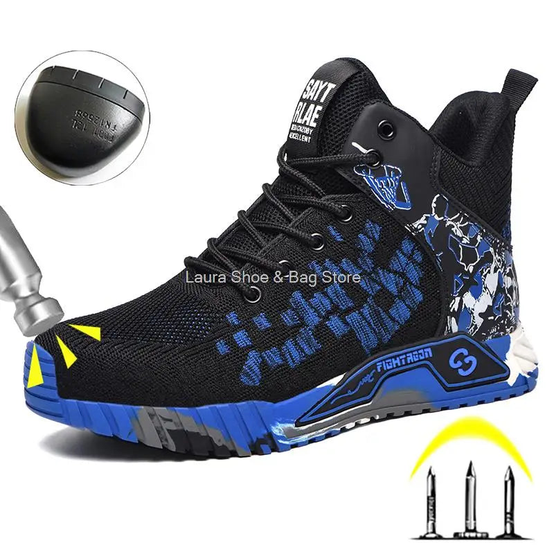 High Top Sicherheitsschuhe Herren Stahlkappe Arbeitsschuhe Herren Damen Arbeitssicherheitsstiefel Anti Smash Safety Unzerstörbarer Arbeitsstiefel Atmungsaktiv