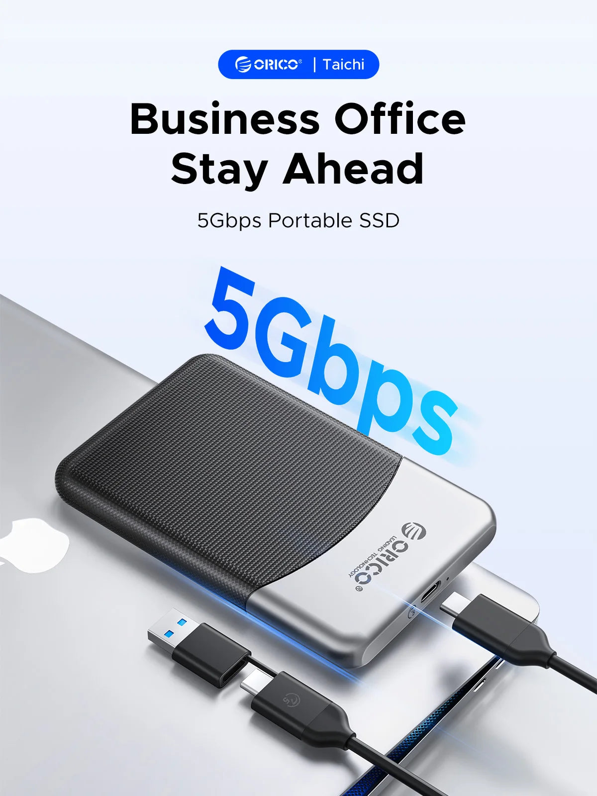 ORICO 2TB External SSD with 2 in 1 USB C Cable, Portable Solid State Drive USB 3.2 Gen 1 Up to 500MB/s, Dust and Drop Resistance