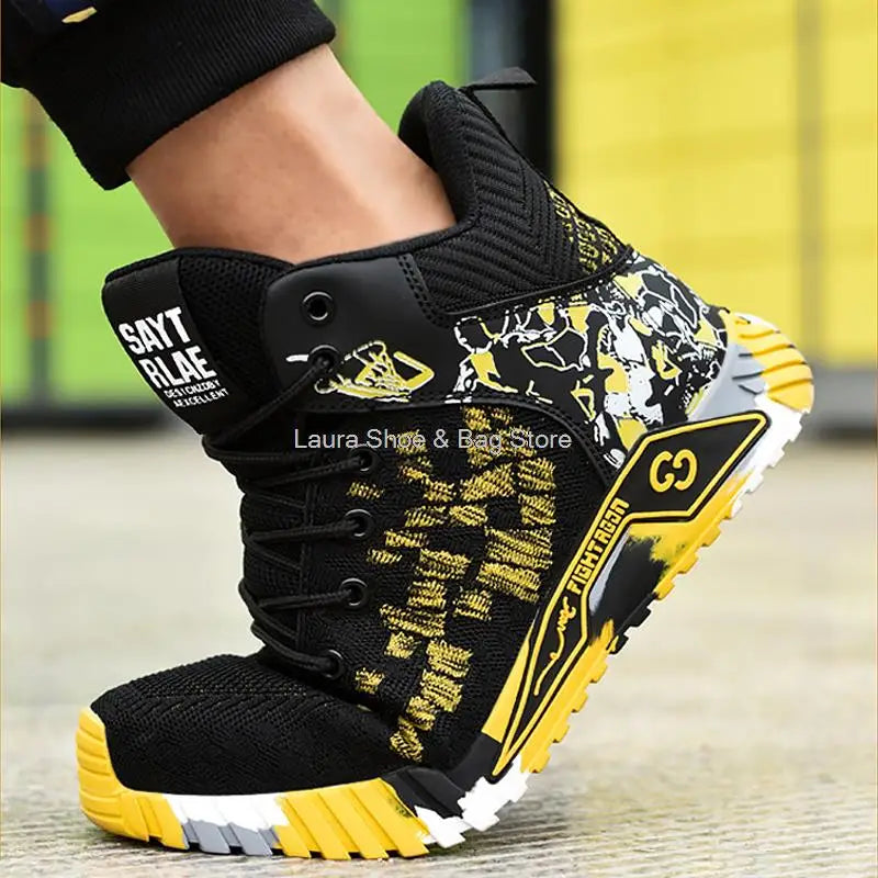 High Top Sicherheitsschuhe Herren Stahlkappe Arbeitsschuhe Herren Damen Arbeitssicherheitsstiefel Anti Smash Safety Unzerstörbarer Arbeitsstiefel Atmungsaktiv