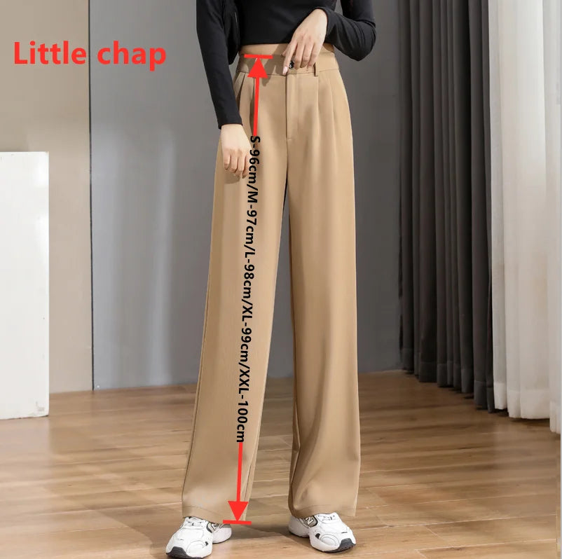 Damen Lose Frühling Sommer 2025 Neue Hohe Taille Breite Beine Dünne Beiläufige Hosen Koreanische Mode Trend Weibliche Anzug Gerade Hosen