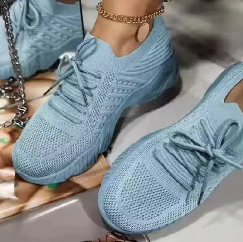 1 Paar Laufschuhe, bequeme Schnürschuhe, Plattform, Sport, lässig, Damenmode