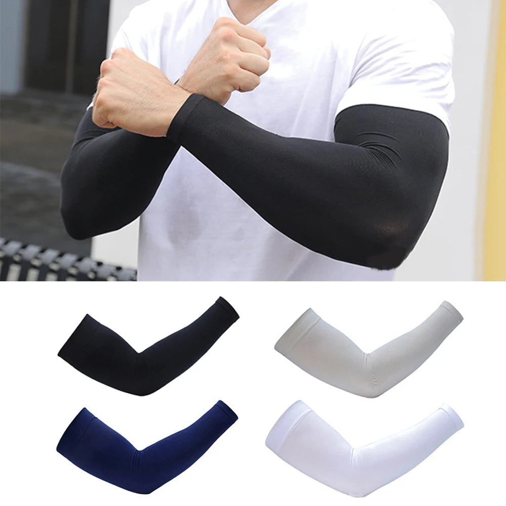 Anti-sunburn Sleeve Elastic Men Women Cool Muff Plus Size Outdoor Sports Sunscreen Cycling Sleeve Uv Blocking Sleeve Fingerless
