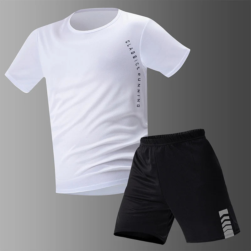 2/6 Pack Plus Size Men's Quick-drying Short-sleeved Shorts Suit Men's Leisure Sports Running Fitness T-shirt Joker Shorts Teen