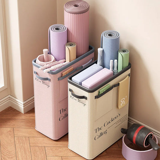 Foldable Oxford Cloth Storage Basket Large Capacity Yoga Mat Sports Fitness Equipment Organizer Household Laundry Basket