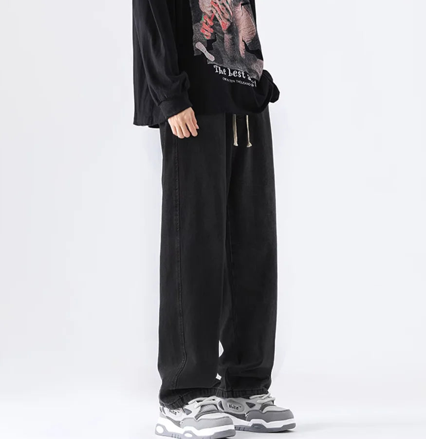 M-5XL Teenage Jeans Appear Slim and Loose Fitting Casual and Versatile Sportswear Pants Straight Leg Trendy Jeans