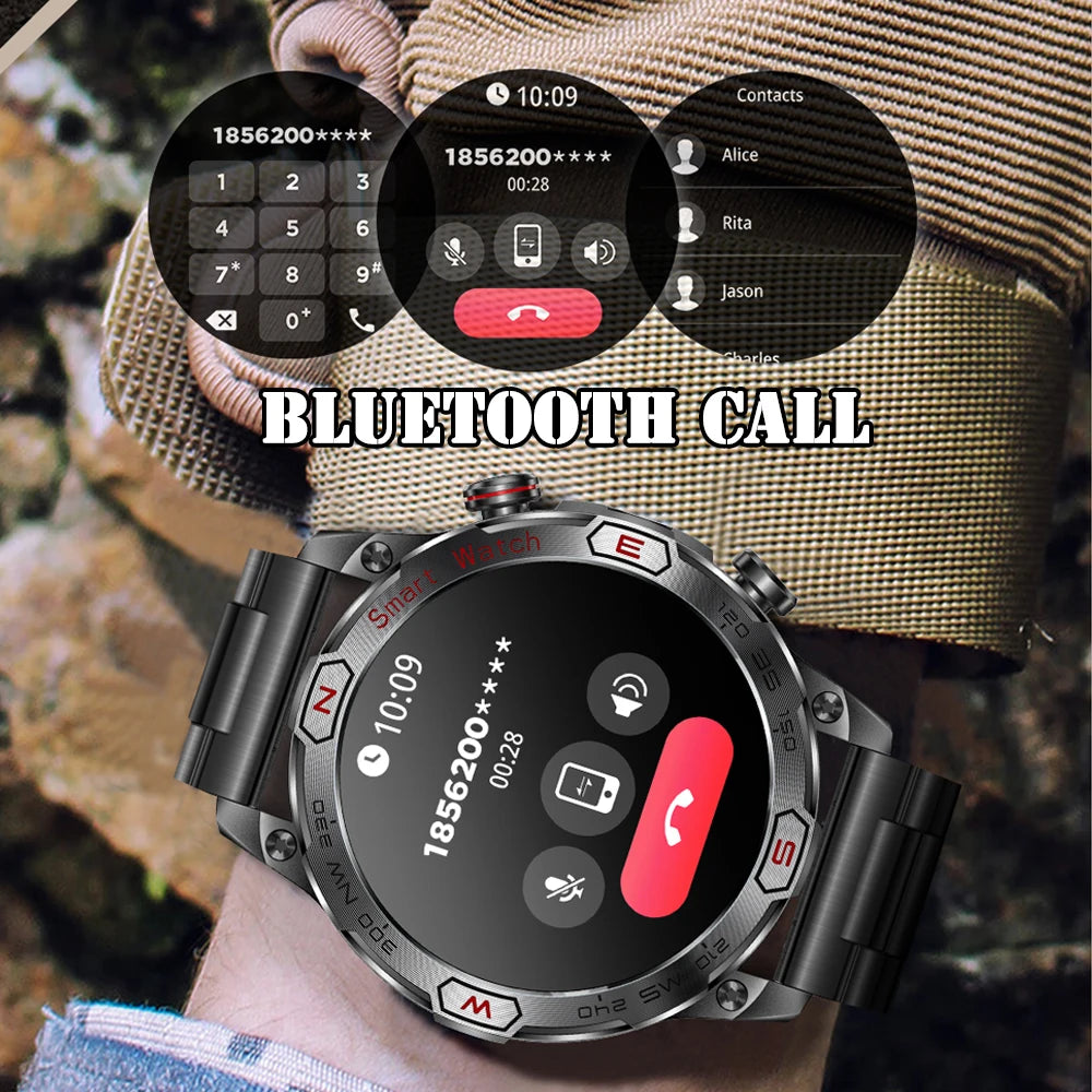 Military Outdoor Smart Watch Men 1ATM Waterproof Compass GPS Sports Track Fitness Watch 450 mAh with LED Flashlight SmartWatches