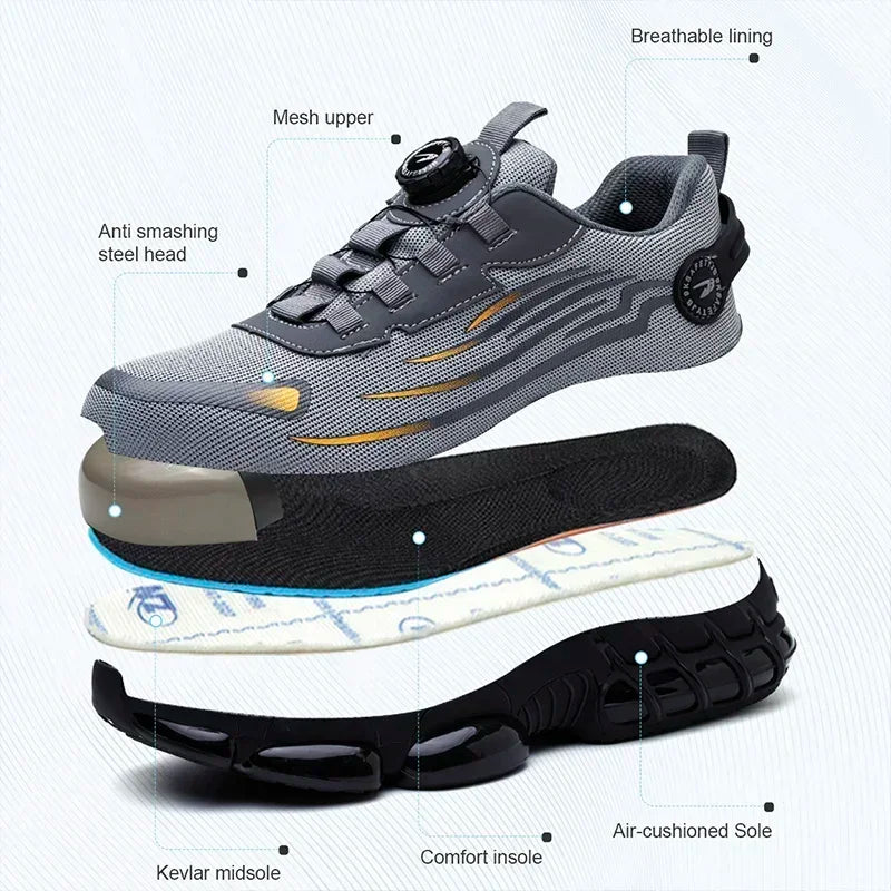 Drehknopf Neue Sicherheitsschuhe Männer Anti-Smash Anti-Pannen Arbeitsschuhe Mode Männer Sportschuhe Sicherheit Schutzstiefel Männer