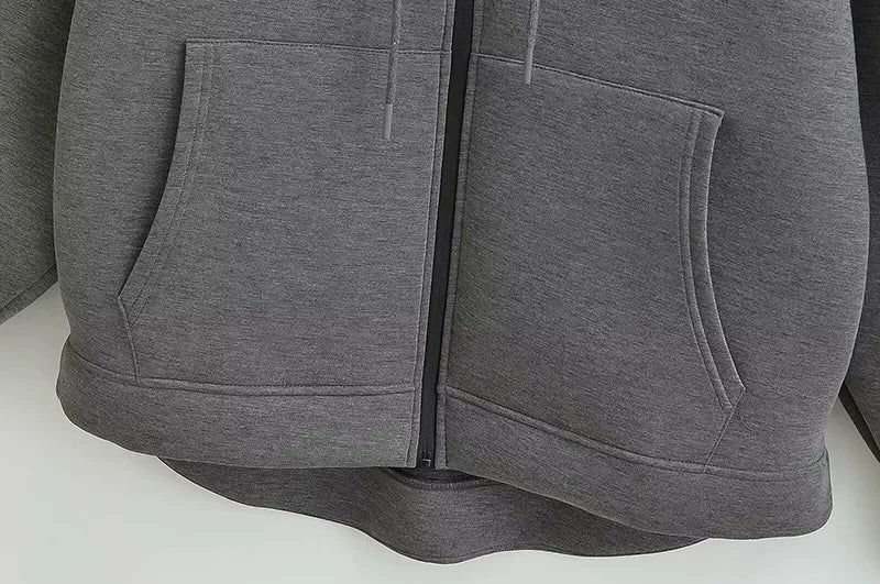 Damen Winter Vintage Reißverschluss Hoodies Sweatshirts Mode Langarm Streetwear Parkas Weibliche Oberbekleidung Koreanische Beliebte Kleidung