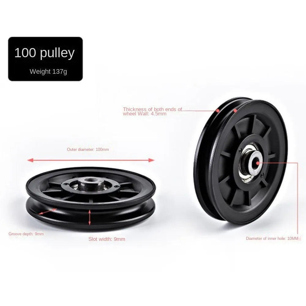 Fitness Equipment Parts Pulley Wheel Black Cable Machine Part Nylon Pulley Light Weight Good Wear Resistance Nylon Bearing