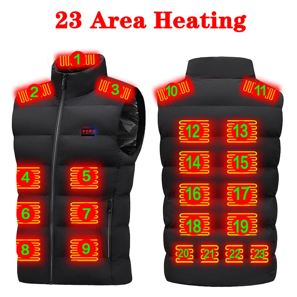 23 Heated Vest Zones Electric Heated Jackets Men Women Sportswear Heated Coat Graphene Heat Coat USB Heating Jacket For Camping