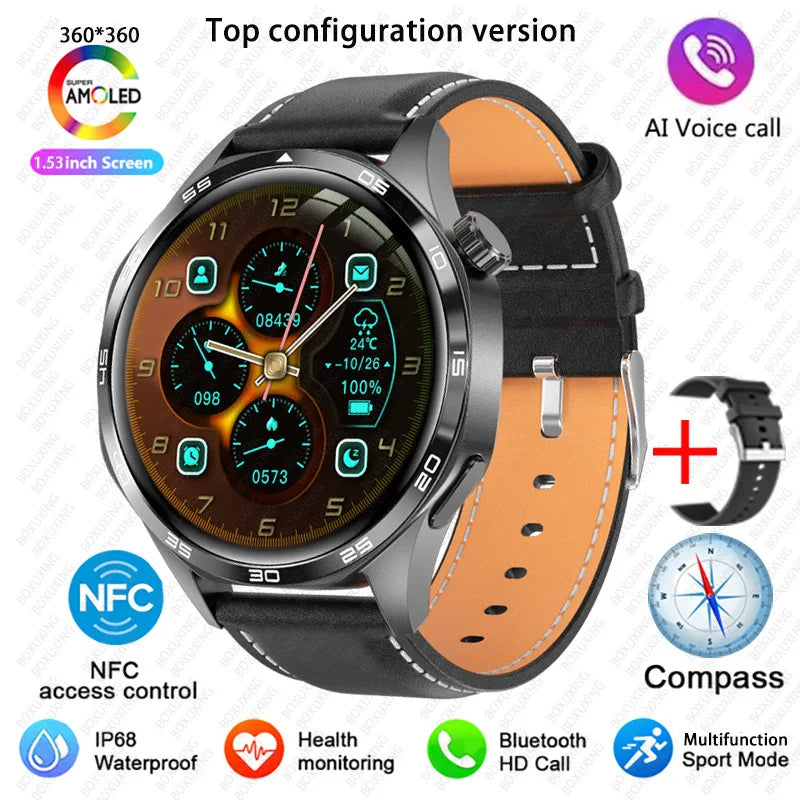 GT5 PRO Smart Watch Men Watch 5 Pro AMOLED HD Screen Bluetooth Call GPS Trajectory NFC Heart Rate Compass SmartWatches 2025 New