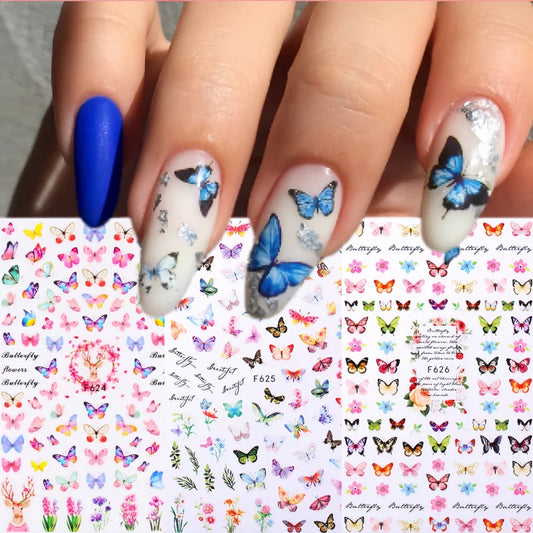 1 STÜCKE Neue Luxuriöse Schmetterling Nagelaufkleber Blume Nageldesign Nagelkunst Liefert Nagelabziehbilder Geeignet Für Frauen Nageldekoration