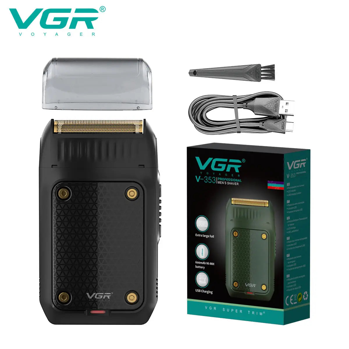 VGR 353 Razor Elektrorasierer Professioneller Haarschneider Wiederaufladbarer Rasierer Tragbarer Bartschneider Mini-Haarrasierer für Männer