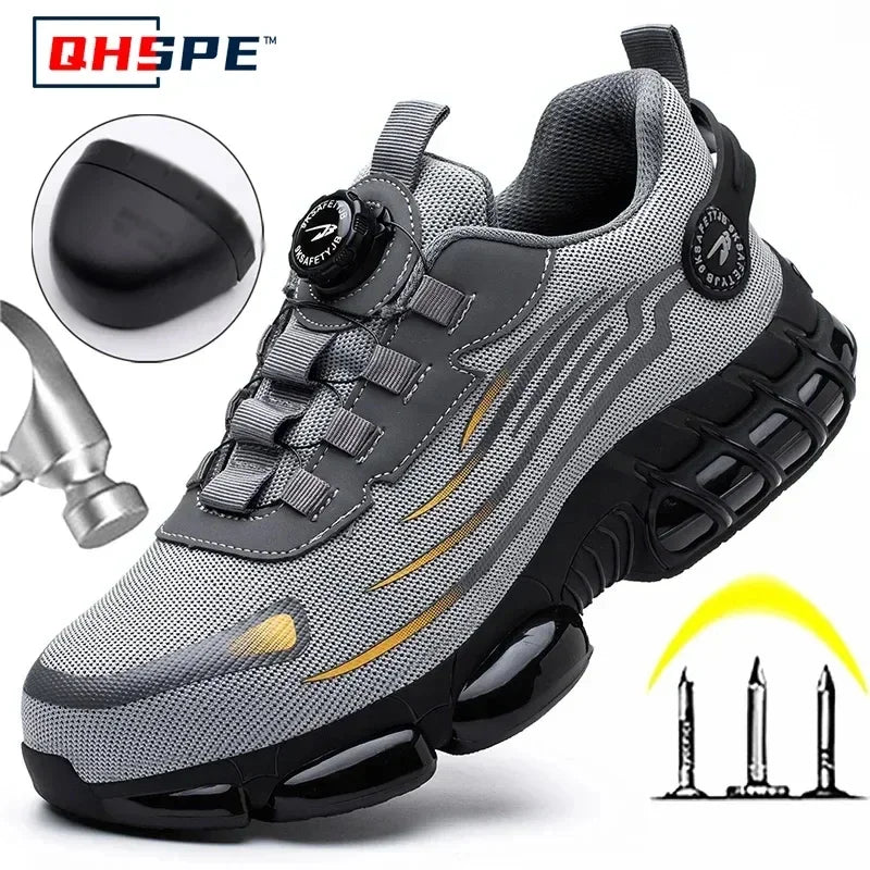 Drehknopf Neue Sicherheitsschuhe Männer Anti-Smash Anti-Pannen Arbeitsschuhe Mode Männer Sportschuhe Sicherheit Schutzstiefel Männer