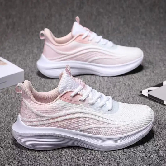 2025 Atmungsaktive Laufschuhe mit Schnürung für Damen, Sport-Sneaker mit Luftpolsterung, leichte Air-Mesh-Trainingsschuhe für den Außenbereich