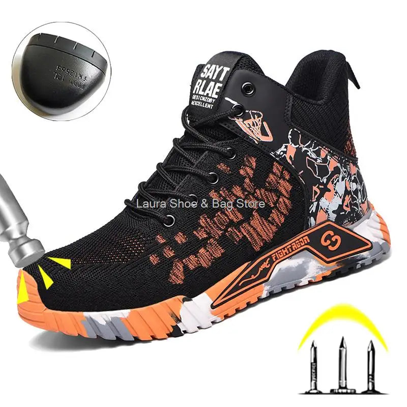 High Top Sicherheitsschuhe Herren Stahlkappe Arbeitsschuhe Herren Damen Arbeitssicherheitsstiefel Anti Smash Safety Unzerstörbarer Arbeitsstiefel Atmungsaktiv