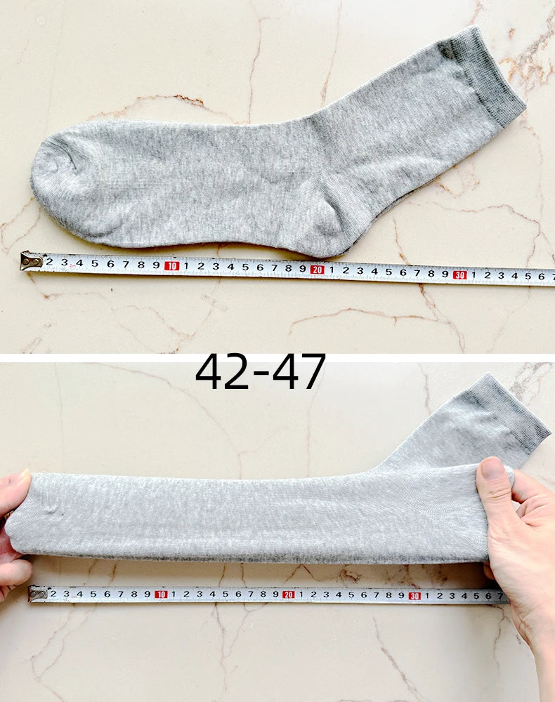 HSS 2024 High Quality Casual Men's Business Socks Summer Winter Cotton Socks Quick Drying Black White Long Sock Plus Size US7-14