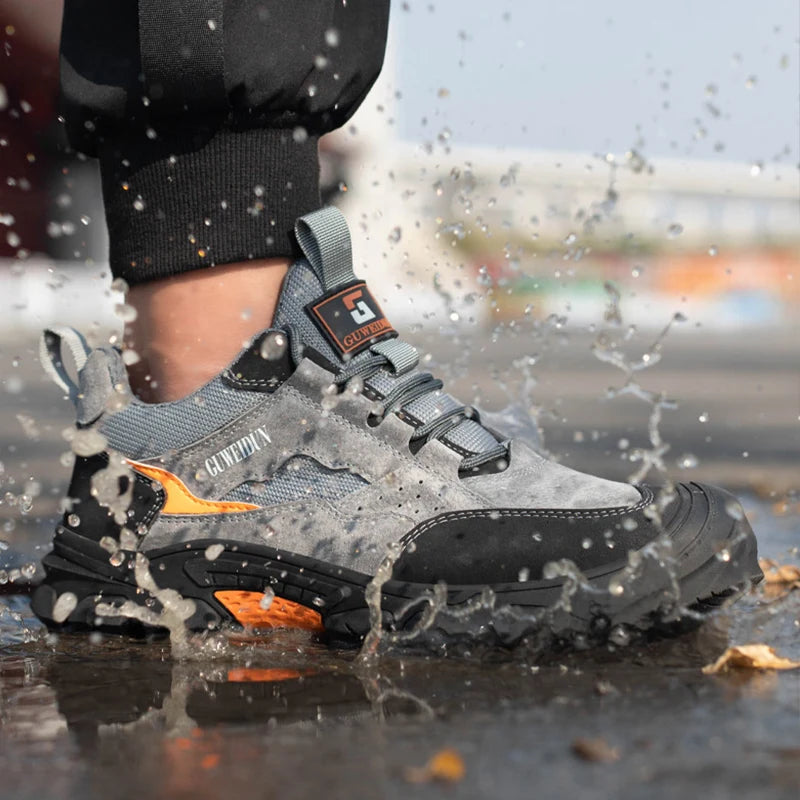 Sicherheitsschuhe für Herren, Sicherheitsstiefel mit Zehenkappe aus Kunststoff, modisch, leicht, bequem, Arbeitsschuhe, durchtrittsicher, unzerstörbar