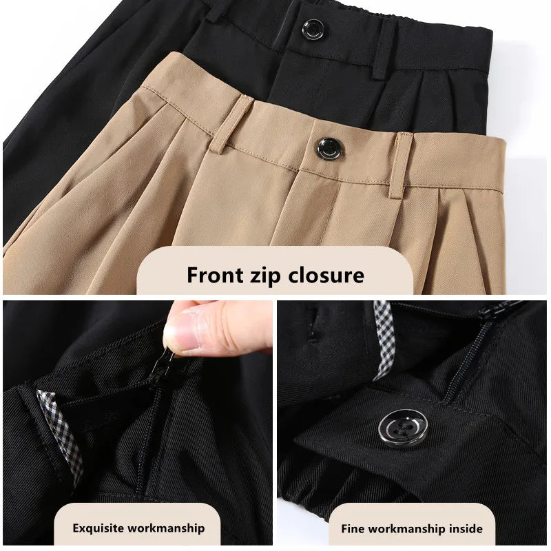 Damen Lose Frühling Sommer 2025 Neue Hohe Taille Breite Beine Dünne Beiläufige Hosen Koreanische Mode Trend Weibliche Anzug Gerade Hosen