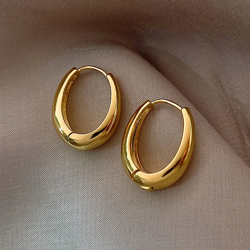 2 Stück Neue klassische goldfarbene Creolen aus Metall für Frauen, Modeschmuck, Temperament, Mädchen, Ohrstecker für den täglichen Gebrauch