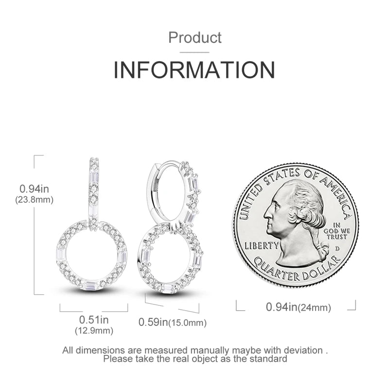 2024 neue Sterling Silber S925 Zirkon Runde Hoop Persönlichkeit Anti-Lnset Ohrringe Einfache Feine Schmuck Für Frauen Mädchen Party Geschenke